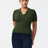 Polo Knit Top - Moss