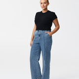 Tailored Pintuck Jeans - Mid Wash Blue