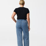 Tailored Pintuck Jeans - Mid Wash Blue