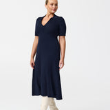 Zip Polo Knit Dress - Navy