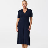 Zip Polo Knit Dress - Navy