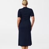 Zip Polo Knit Dress - Navy