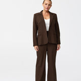 Tailored Tie Blazer - Dark Chocolate Pinstripe