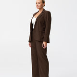 Tailored Tie Blazer - Dark Chocolate Pinstripe
