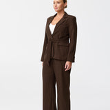 Tailored Tie Blazer - Dark Chocolate Pinstripe