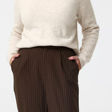 Straight Leg Pant - Dark Chocolate Pinstripe