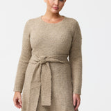 Textured Tie Knit Dress - Dark Taupe