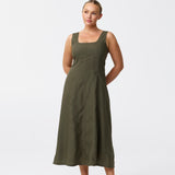 Panelled Midi Dress - Khaki