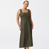 Panelled Midi Dress - Khaki
