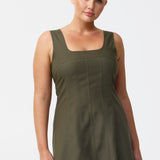 Panelled Midi Dress - Khaki