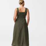 Panelled Midi Dress - Khaki