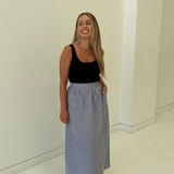 Gathered Midi Skirt- Black/White Gingham