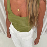 Scoop Neck Knit Tank - Chartreuse