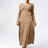Pocket Knit Midi Skirt - Biscuit Marl