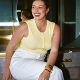 Half Placket Ribbed Tank - Panna Cotta