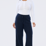 Knit Drawstring Pants - Navy
