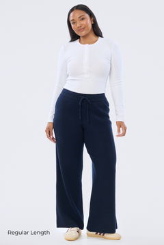 Knit Drawstring Pants - Navy