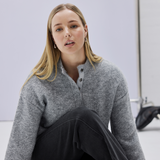 High Neck Knit Jumper - Grey Marl