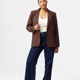 Tailored Tie Blazer - Dark Chocolate Pinstripe