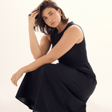 Shirred Midi Dress - Black