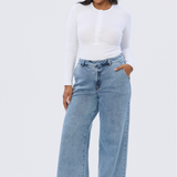 Signature Wide Leg Jeans - Mid Blue Wash