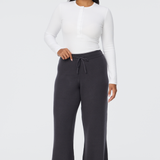 Knit Drawstring Pants - Charcoal