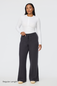 Knit Drawstring Pants - Charcoal