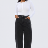 Signature Barrel Leg Jeans - Black Wash