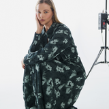 Long Sleeve Shirt Dress - Emerald Blurred Floral