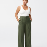 Tailored Pintuck Pants - Khaki