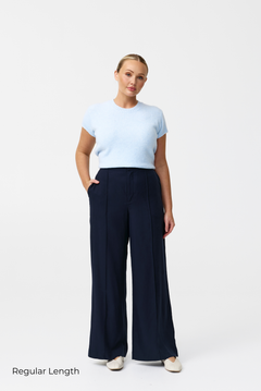 Tailored Pintuck Pants - Navy