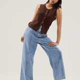 Tailored Pintuck Jeans - Mid Wash Blue