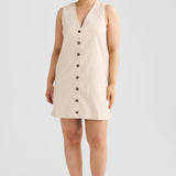 V Neck Mini Dress - Ecru