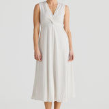 Knot Midi Dress - White Geo Weave