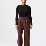 Straight Leg Pant - Dark Chocolate Pinstripe