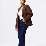 Tailored Tie Blazer - Dark Chocolate Pinstripe