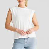 Cap Sleeve Jersey Tank - White