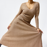 Pocket Knit Midi Skirt - Biscuit Marl