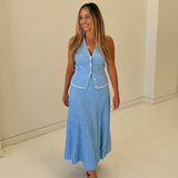 Rib Knit Skirt - Azure Blue Marl