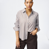Pocket Shirt - Chocolate & White Stripe