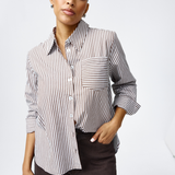 Pocket Shirt - Chocolate & White Stripe