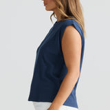 Cap Sleeve Jersey Tank - Navy