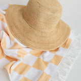 Serafina Oversized Beach Towel - Tangerine Check