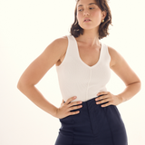 V-Neck Knit Tank - White