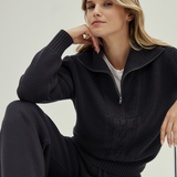 Half Zip Knit Jumper - Charcoal