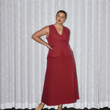 A-Line Midi Skirt - Cranberry