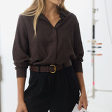 Core Wide Vegan Leather Belt - Chocolate