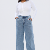 Signature Wide Leg Jeans - Mid Blue Wash