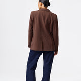 Tailored Tie Blazer - Dark Chocolate Pinstripe