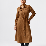 Vegan Suede Shirt Dress - Camel